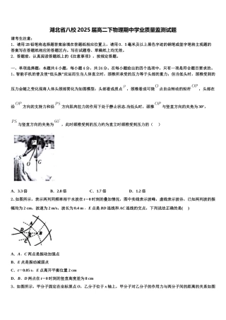 湖北省八校2025届高二下物理期中学业质量监测试题含解析