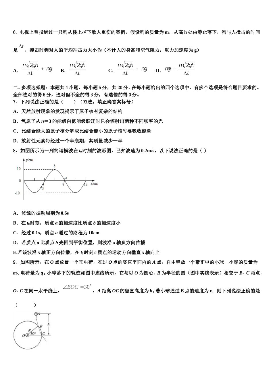 湖北省黄冈市荆州中学校2024-2025学年高二物理第二学期期中预测试题含解析_第2页