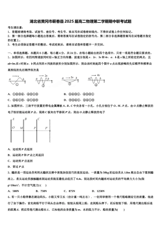 湖北省黄冈市蕲春县2025届高二物理第二学期期中联考试题含解析