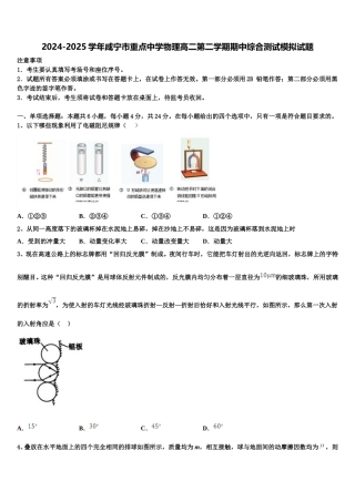 2024-2025学年咸宁市重点中学物理高二第二学期期中综合测试模拟试题含解析