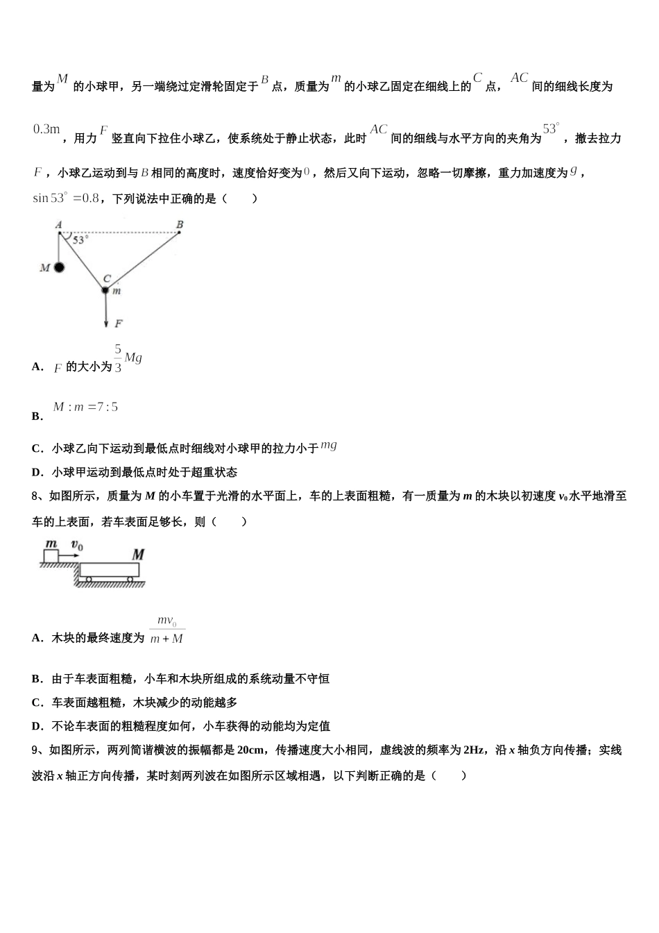 湖北省武汉市武汉外国语学校2025届高二下物理期中学业水平测试模拟试题含解析_第3页