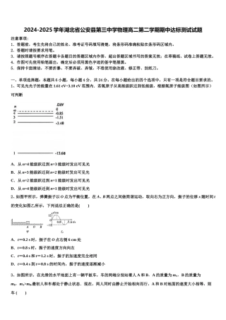 2024-2025学年湖北省公安县第三中学物理高二第二学期期中达标测试试题含解析