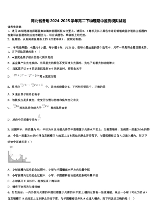湖北省各地2024-2025学年高二下物理期中监测模拟试题含解析
