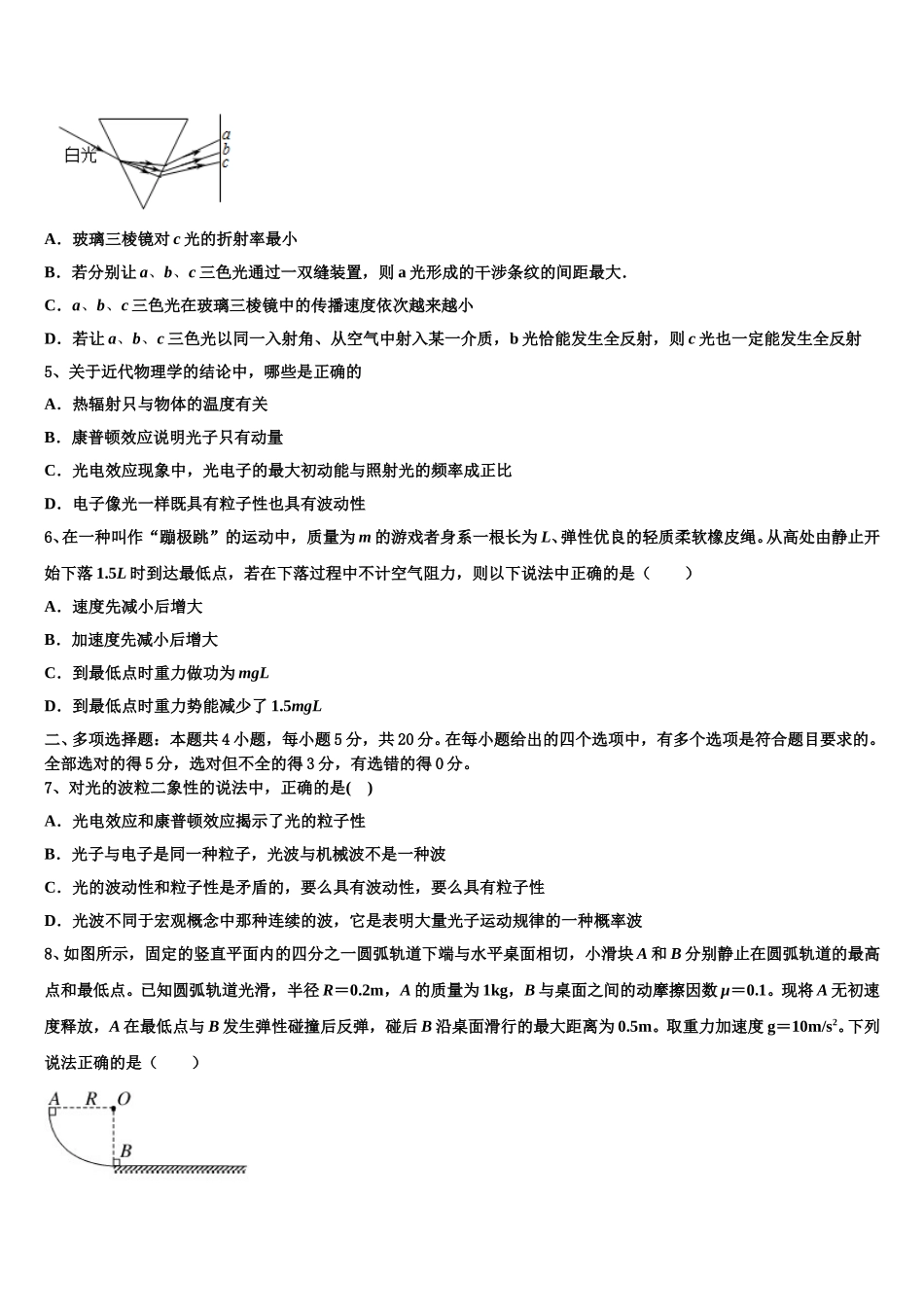 2024-2025学年湖北省襄阳市东风中学物理高二第二学期期中学业质量监测试题含解析_第2页