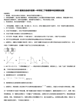 2025届湖北省咸丰县第一中学高二下物理期中检测模拟试题含解析