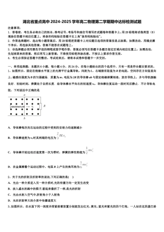湖北省重点高中2024-2025学年高二物理第二学期期中达标检测试题含解析