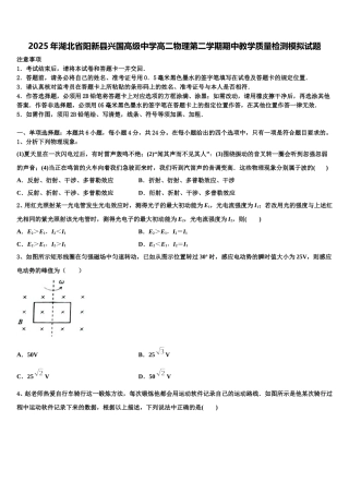 2025年湖北省阳新县兴国高级中学高二物理第二学期期中教学质量检测模拟试题含解析