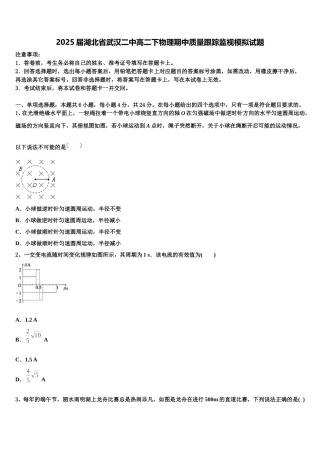2025届湖北省武汉二中高二下物理期中质量跟踪监视模拟试题含解析