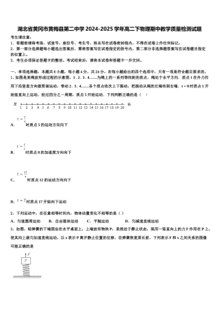 湖北省黄冈市黄梅县第二中学2024-2025学年高二下物理期中教学质量检测试题含解析
