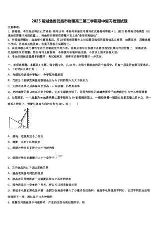2025届湖北省武昌市物理高二第二学期期中复习检测试题含解析