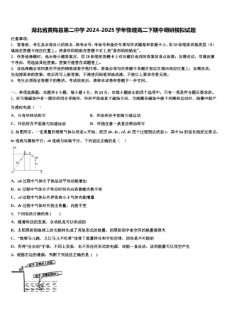 湖北省黄梅县第二中学2024-2025学年物理高二下期中调研模拟试题含解析