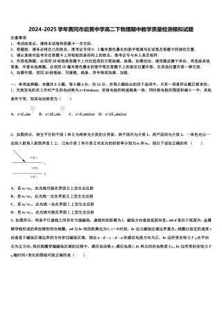 2024-2025学年黄冈市启黄中学高二下物理期中教学质量检测模拟试题含解析