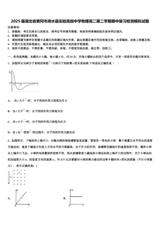 2025届湖北省黄冈市浠水县实验高级中学物理高二第二学期期中复习检测模拟试题含解析