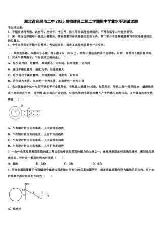 湖北省宜昌市二中2025届物理高二第二学期期中学业水平测试试题含解析