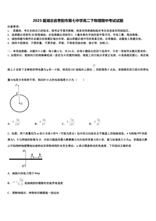2025届湖北省枣阳市第七中学高二下物理期中考试试题含解析