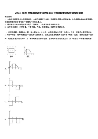 2024-2025学年湖北省黄冈八模高二下物理期中达标检测模拟试题含解析