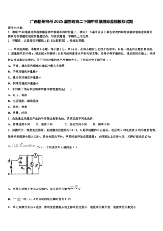 广西梧州柳州2025届物理高二下期中质量跟踪监视模拟试题含解析
