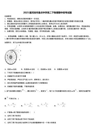 2025届河池市重点中学高二下物理期中统考试题含解析