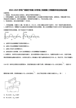 2024-2025学年广西南宁市第八中学高二物理第二学期期中综合测试试题含解析