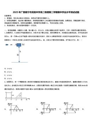 2025年广西南宁市宾阳中学高二物理第二学期期中学业水平测试试题含解析