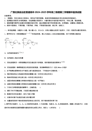 广西壮族自治区普通高中2024-2025学年高二物理第二学期期中监测试题含解析