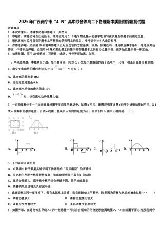 2025年广西南宁市“4  N”高中联合体高二下物理期中质量跟踪监视试题含解析