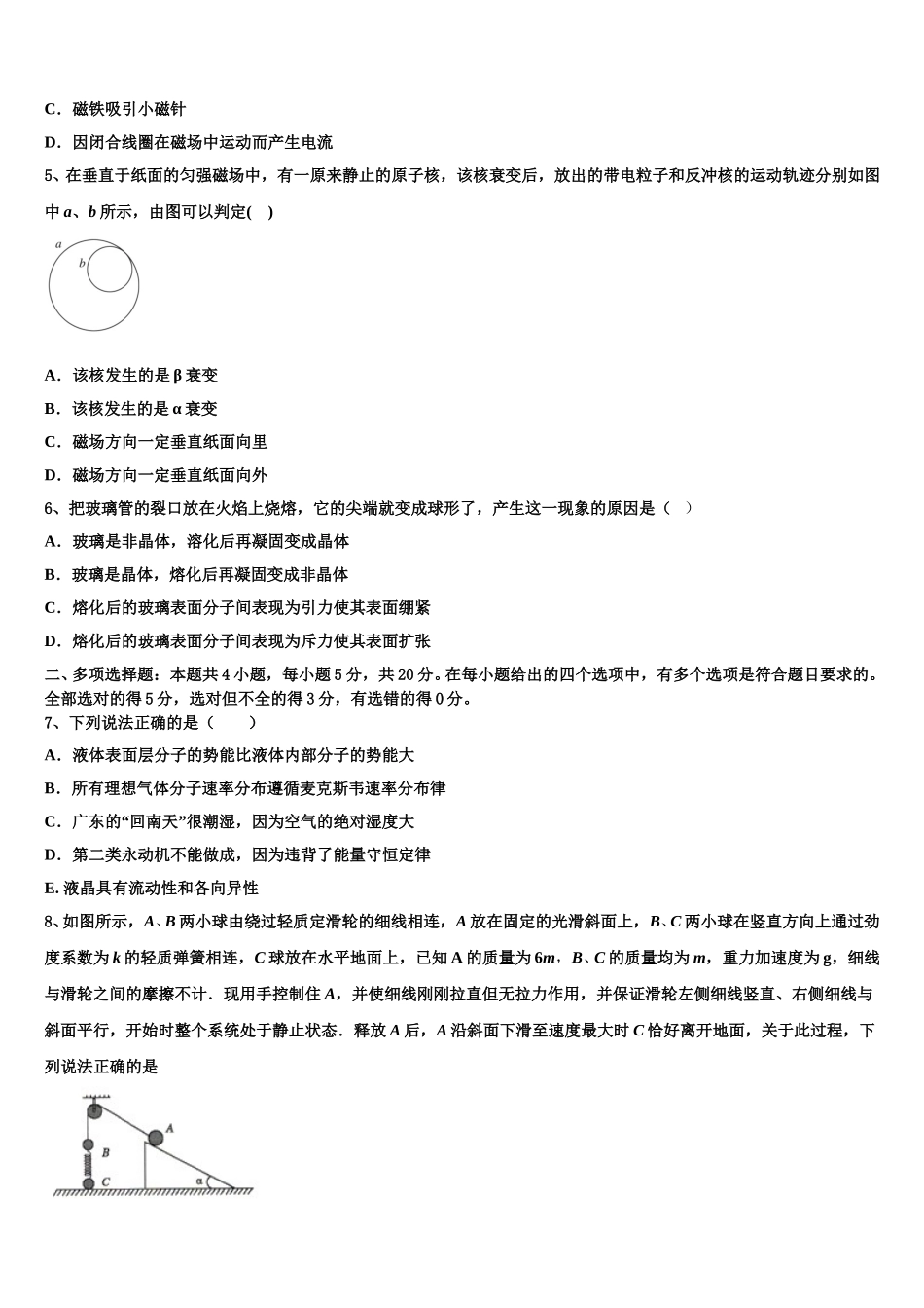 2025年广西全州县二中高二物理第二学期期中复习检测试题含解析_第2页
