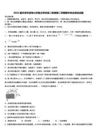 2025届天津市滨海七所重点学校高二物理第二学期期中综合测试试题含解析