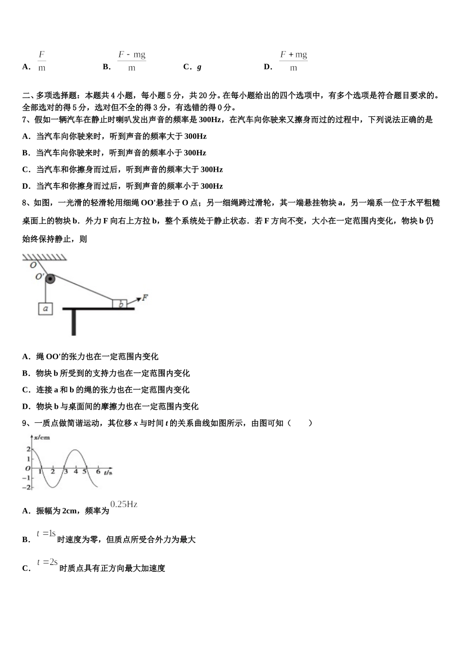 天津市滨海新区天津开发区第一中学2024-2025学年高二下物理期中综合测试试题含解析_第3页