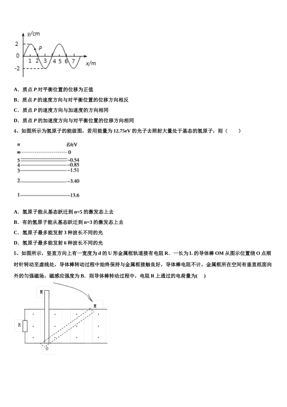 天津市静海一中2024-2025学年高二下物理期中复习检测模拟试题含解析_第2页