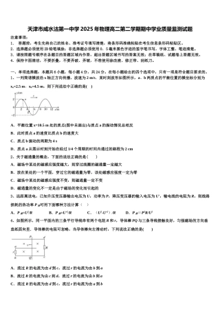 天津市咸水沽第一中学2025年物理高二第二学期期中学业质量监测试题含解析