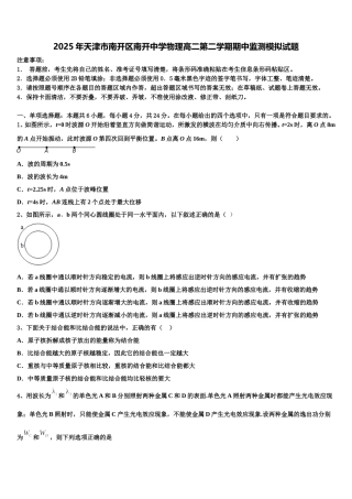 2025年天津市南开区南开中学物理高二第二学期期中监测模拟试题含解析
