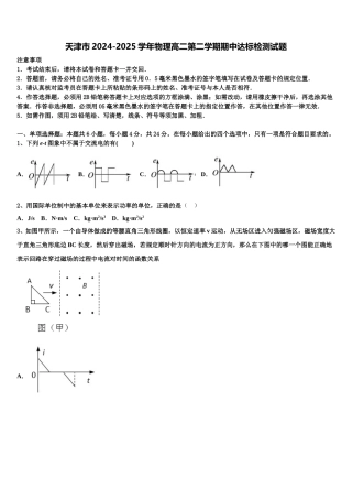 天津市2024-2025学年物理高二第二学期期中达标检测试题含解析