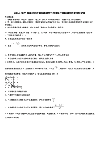 2024-2025学年北京市第八中学高二物理第二学期期中统考模拟试题含解析