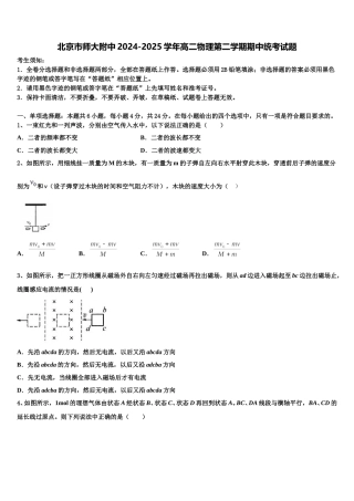 北京市师大附中2024-2025学年高二物理第二学期期中统考试题含解析
