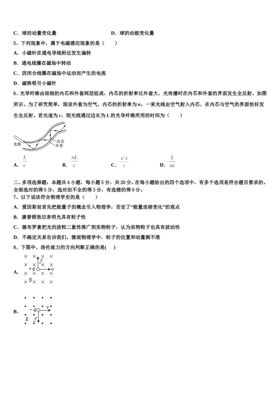 2024-2025学年正定中学物理高二下期中复习检测模拟试题含解析_第2页