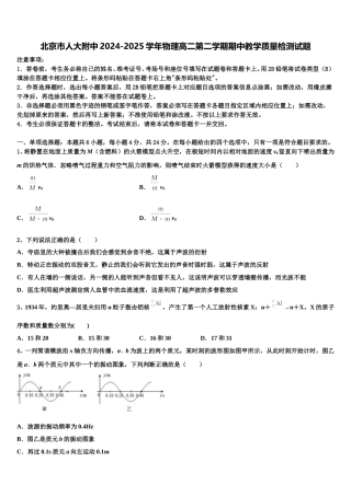 北京市人大附中2024-2025学年物理高二第二学期期中教学质量检测试题含解析