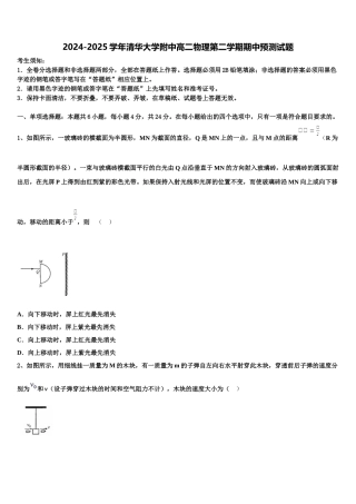 2024-2025学年清华大学附中高二物理第二学期期中预测试题含解析