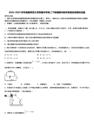 2024-2025学年首都师范大学附属中学高二下物理期中教学质量检测模拟试题含解析