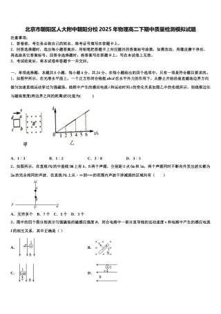 北京市朝阳区人大附中朝阳分校2025年物理高二下期中质量检测模拟试题含解析