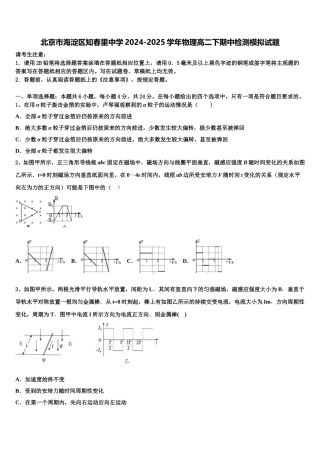 北京市海淀区知春里中学2024-2025学年物理高二下期中检测模拟试题含解析