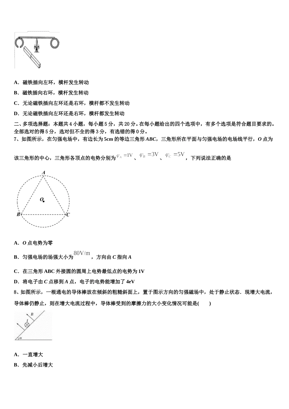2025届北京市人大附中物理高二第二学期期中检测试题含解析_第2页