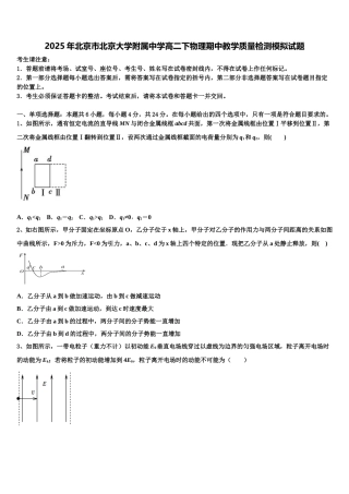 2025年北京市北京大学附属中学高二下物理期中教学质量检测模拟试题含解析
