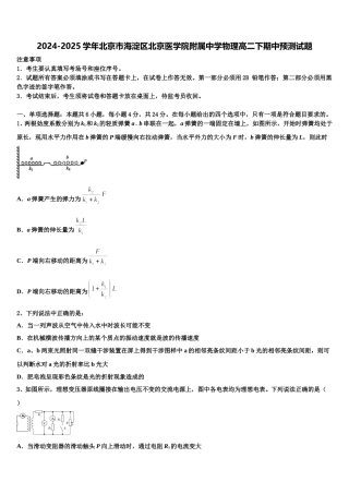 2024-2025学年北京市海淀区北京医学院附属中学物理高二下期中预测试题含解析