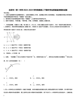 北京市一零一中学2024-2025学年物理高二下期中学业质量监测模拟试题含解析