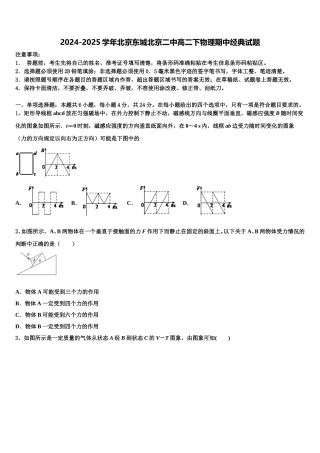 2024-2025学年北京东城北京二中高二下物理期中经典试题含解析