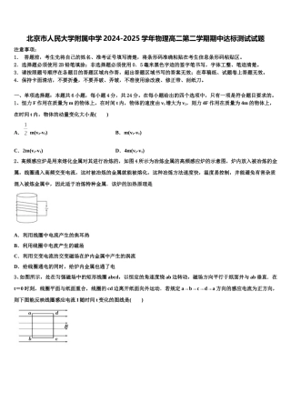 北京市人民大学附属中学2024-2025学年物理高二第二学期期中达标测试试题含解析