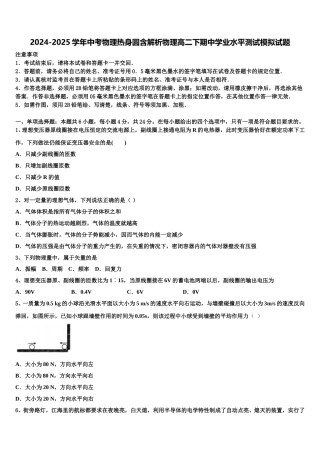 2024-2025学年中考物理热身圆含解析物理高二下期中学业水平测试模拟试题含解析