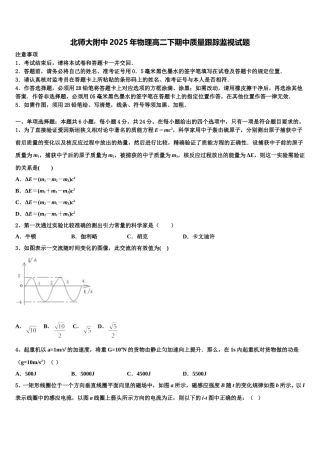 北师大附中2025年物理高二下期中质量跟踪监视试题含解析