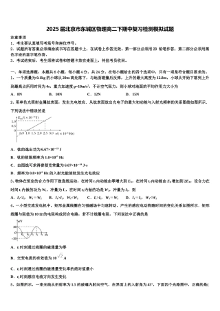 2025届北京市东城区物理高二下期中复习检测模拟试题含解析